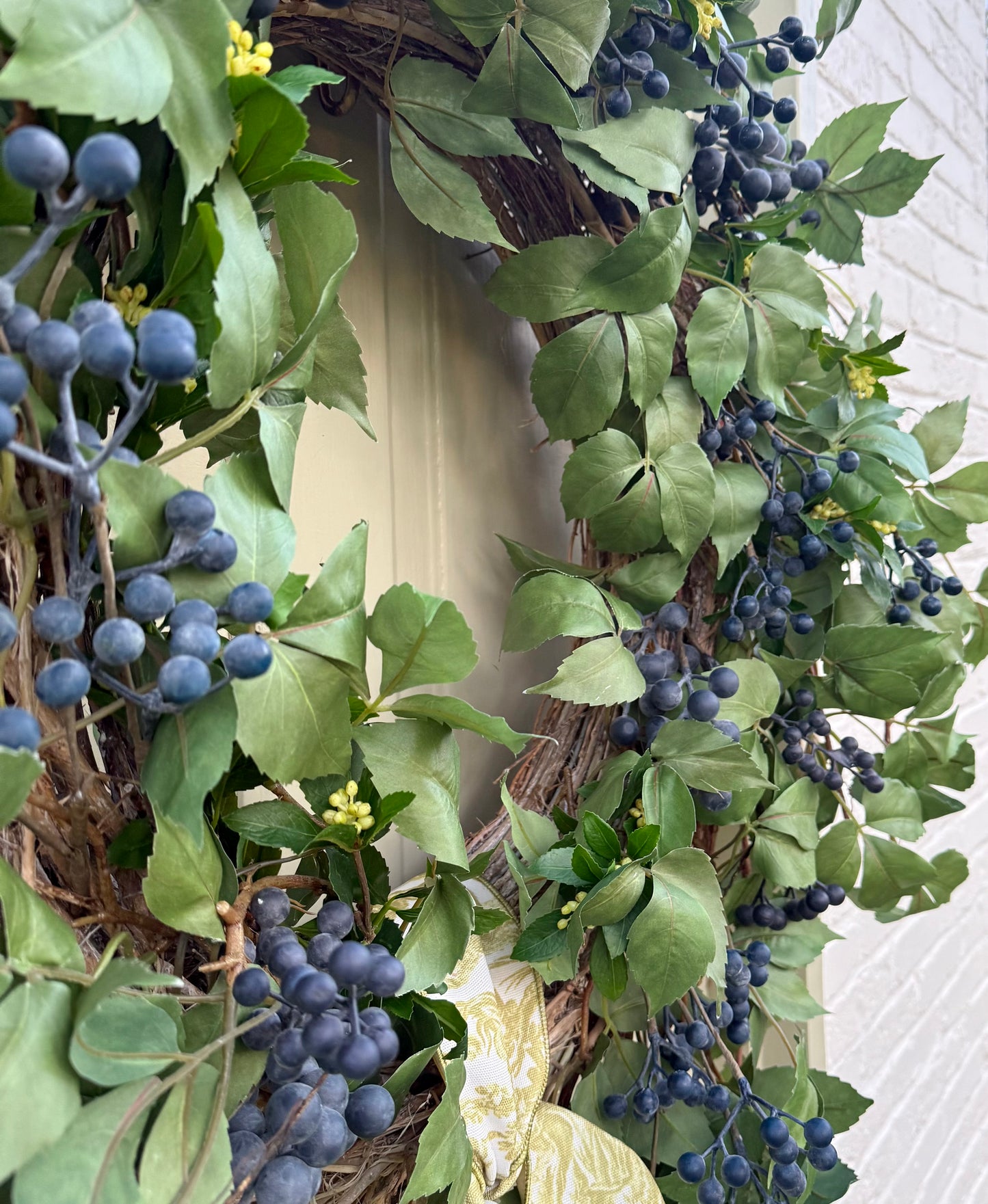 32” XL Faux Blueberry & Birch Spring Summer Front Door Wreath