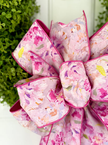 Watercolor Pink Peony Bow