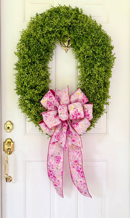 Watercolor Pink Peony Bow