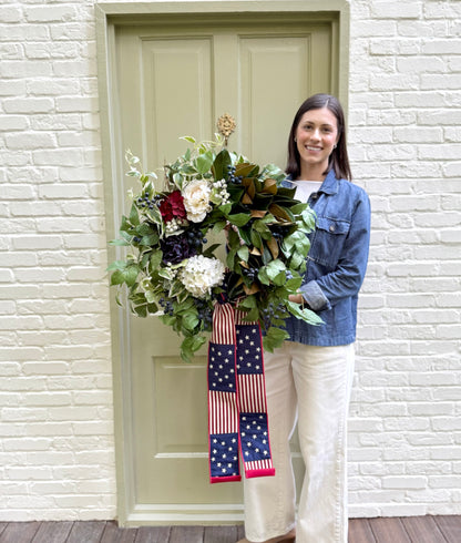 Patriotic Magnolia & Hydrangea Wreath