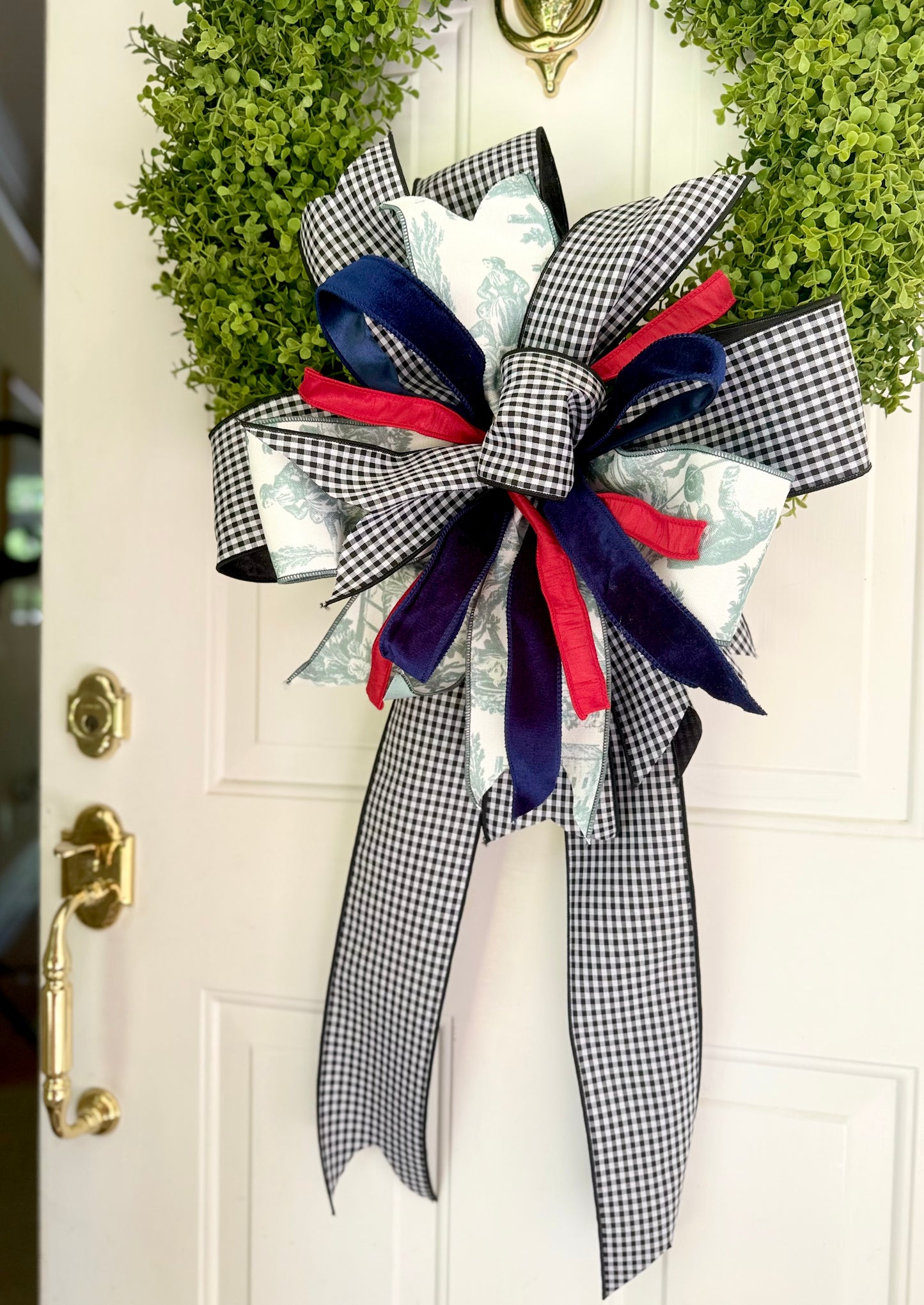 Gingham & Toile Bow