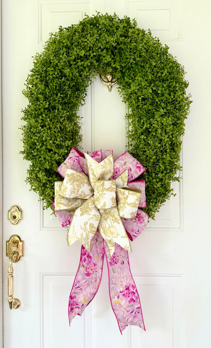 Sunny Lime Toile & Peony Bow