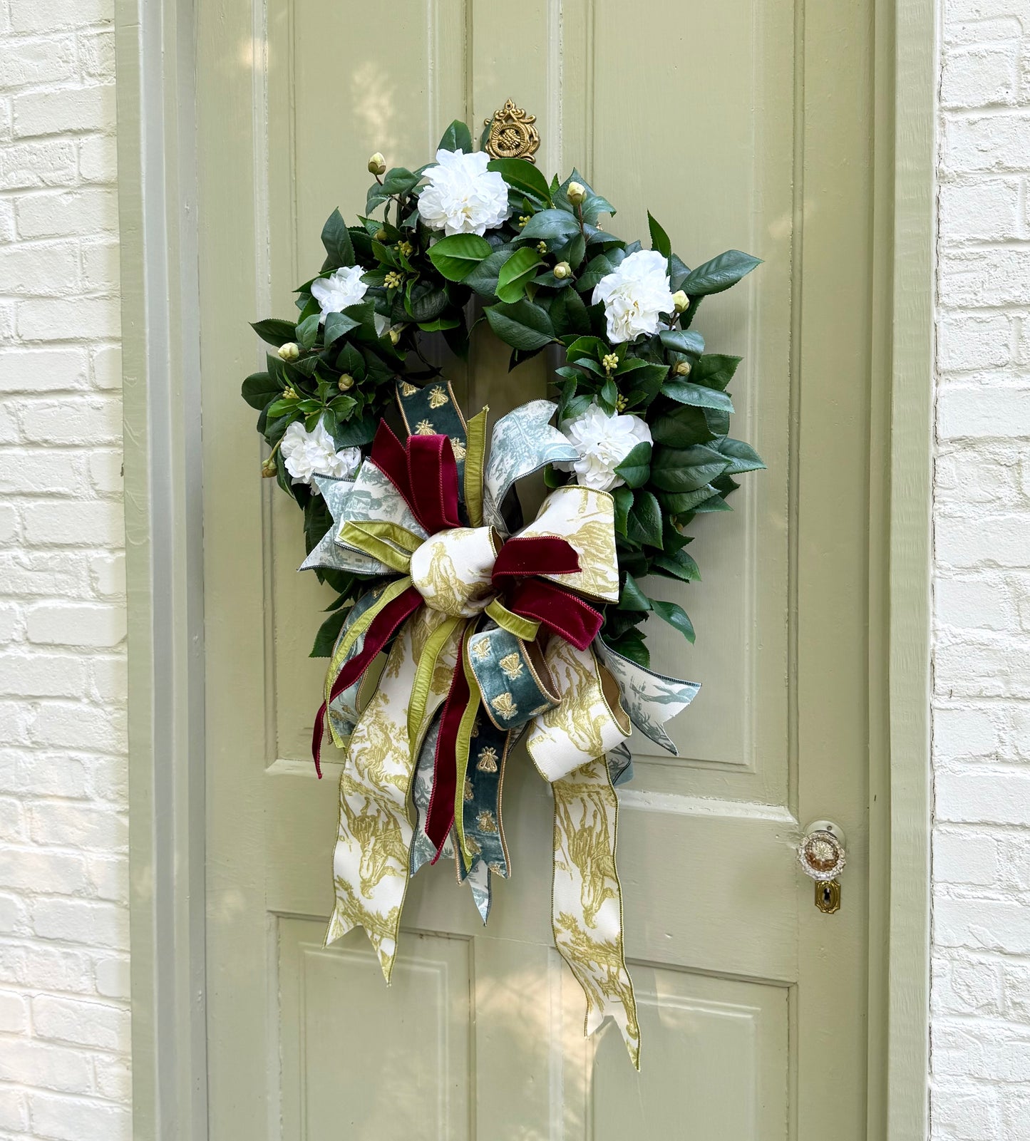 Garden Toile Camellia Wreath