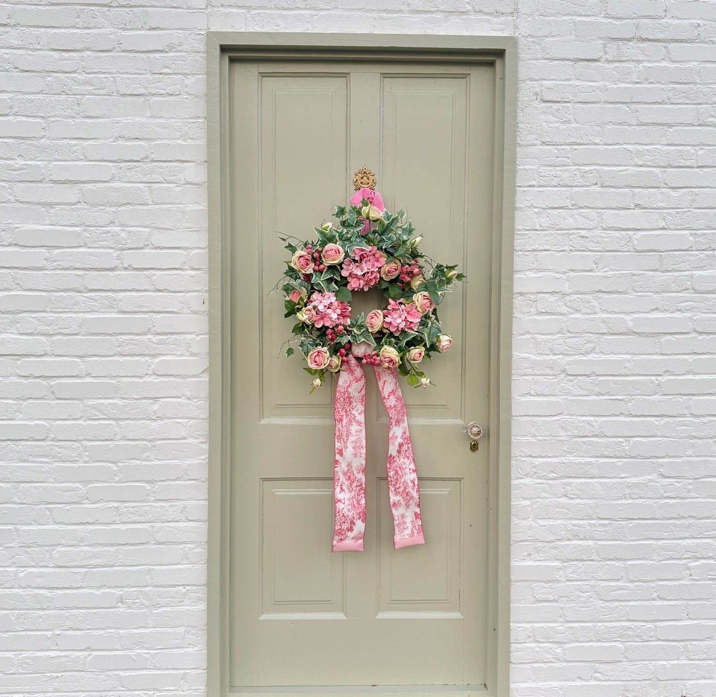 Pink Hydrangea & Rose Wreath