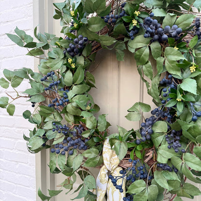 32” XL Faux Blueberry & Birch Spring Summer Front Door Wreath