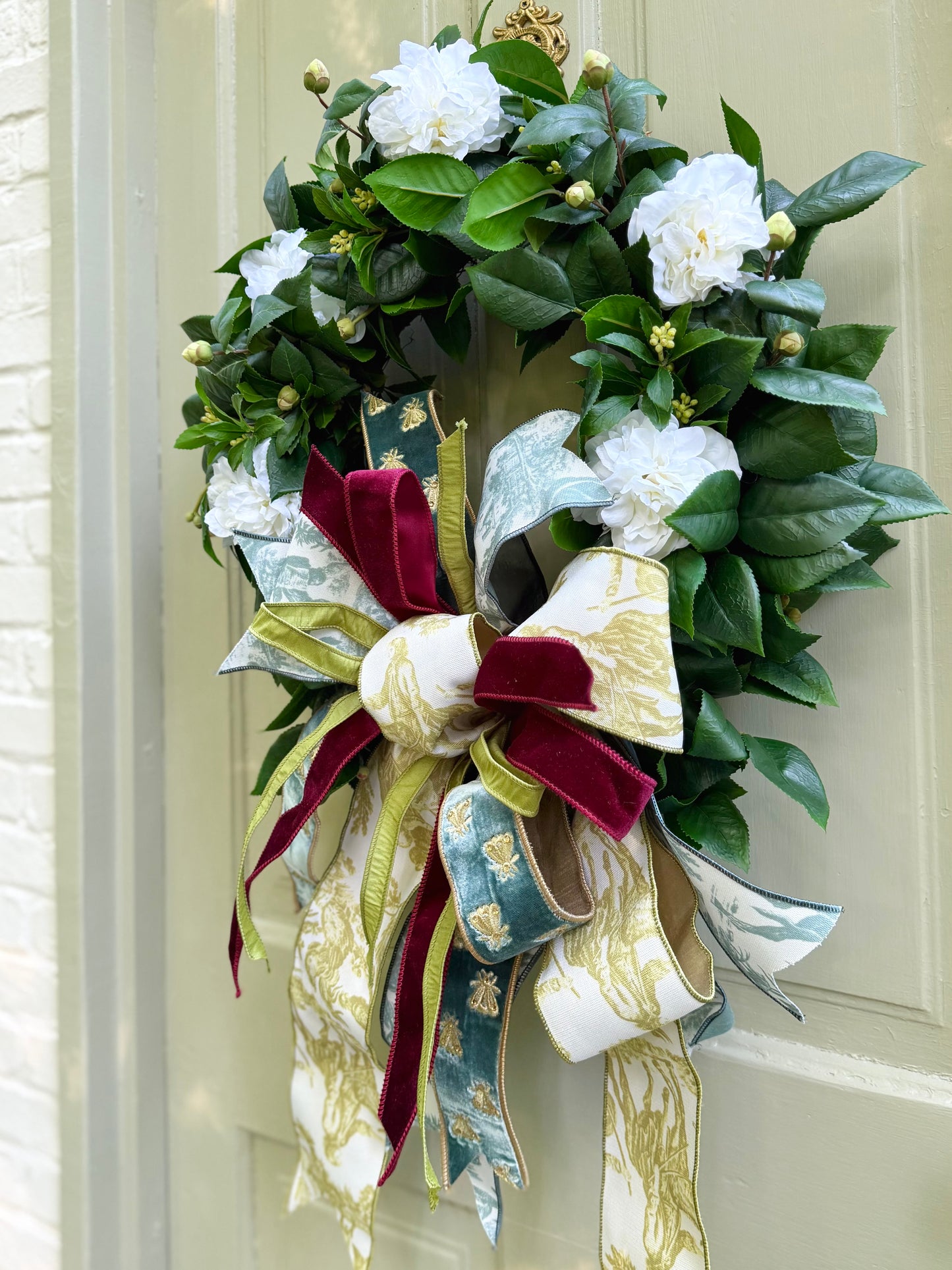 Garden Toile Camellia Wreath