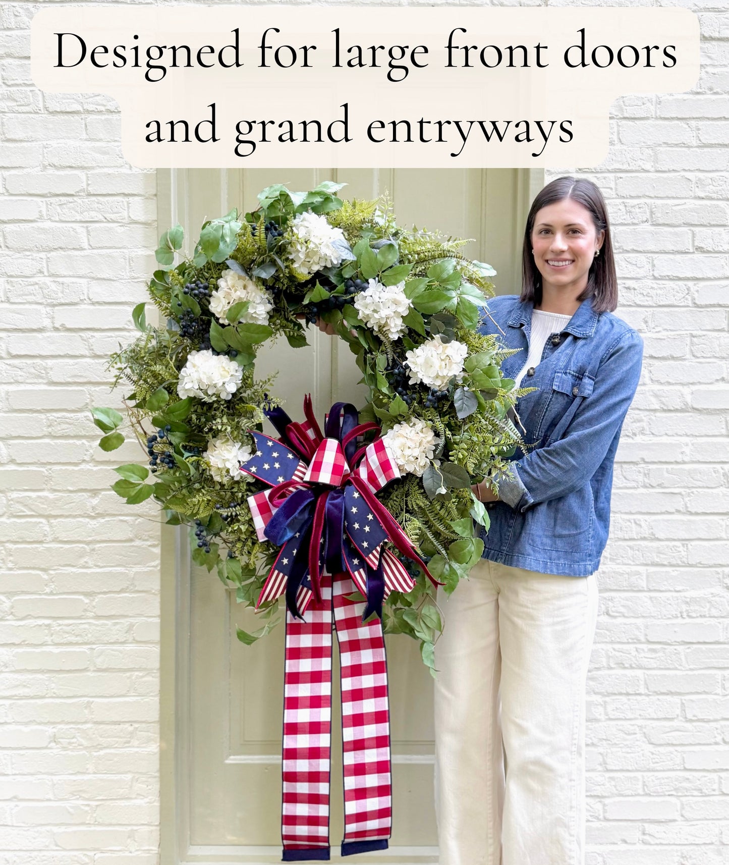 Grand Americana Hydrangea Wreath | 34” Oversized Design