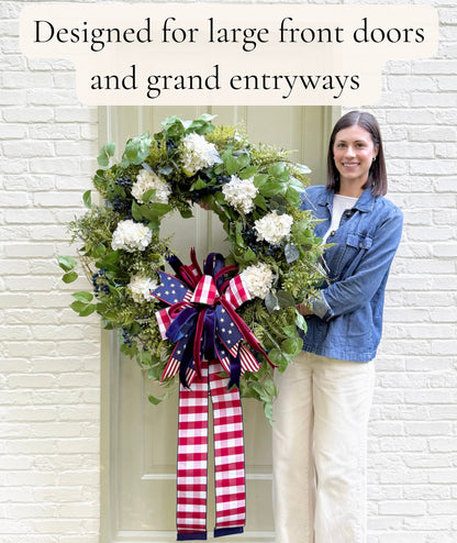 Grand Americana Hydrangea Wreath | 34” Oversized Design