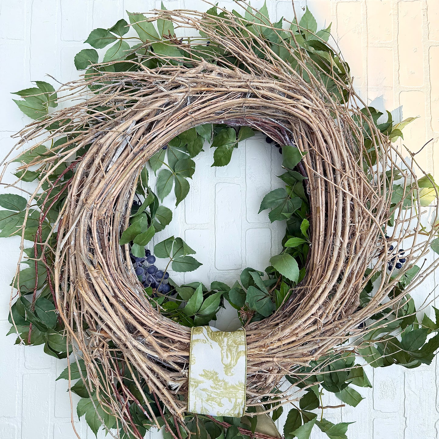 32” XL Faux Blueberry & Birch Spring Summer Front Door Wreath