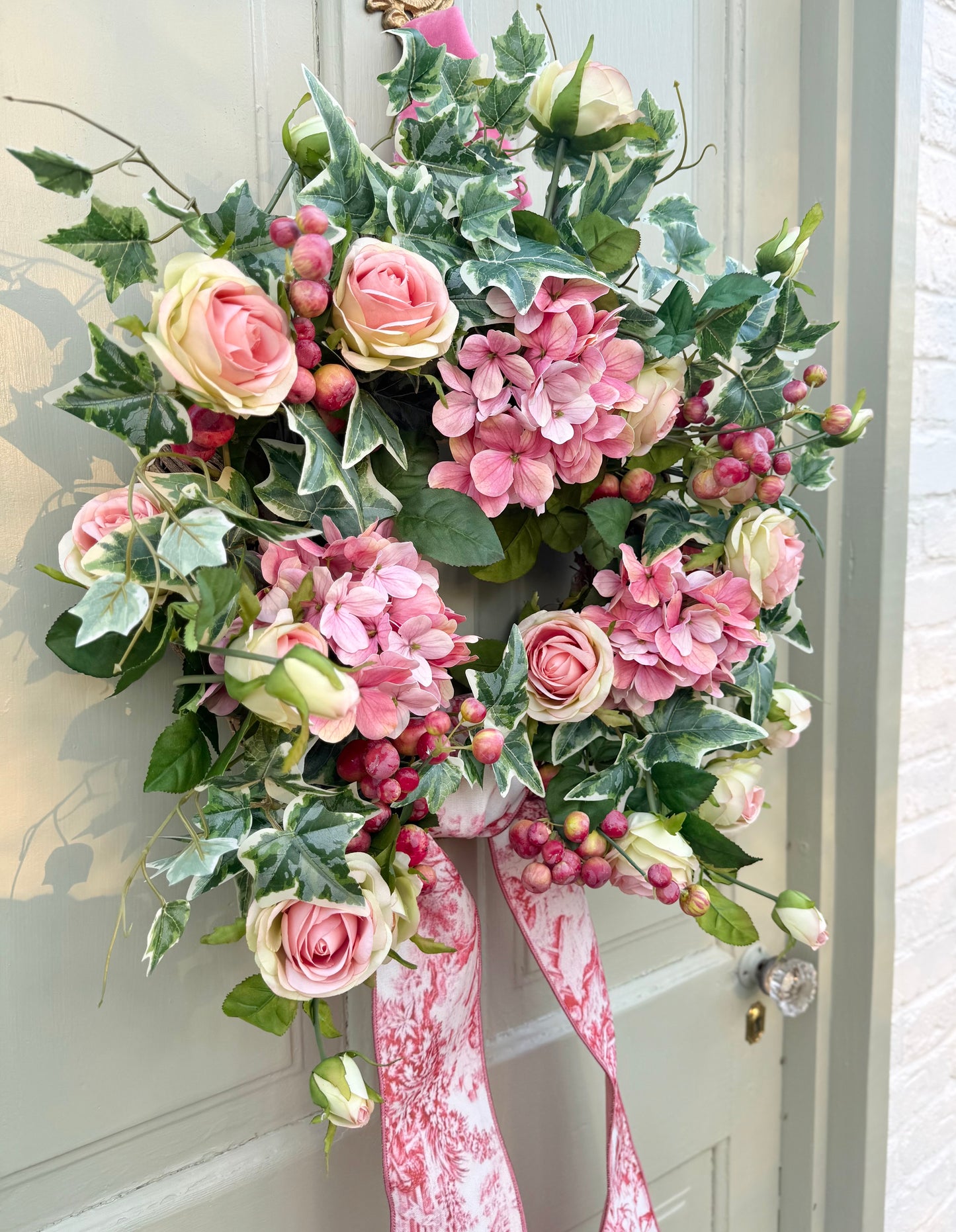 Pink Hydrangea & Rose Wreath