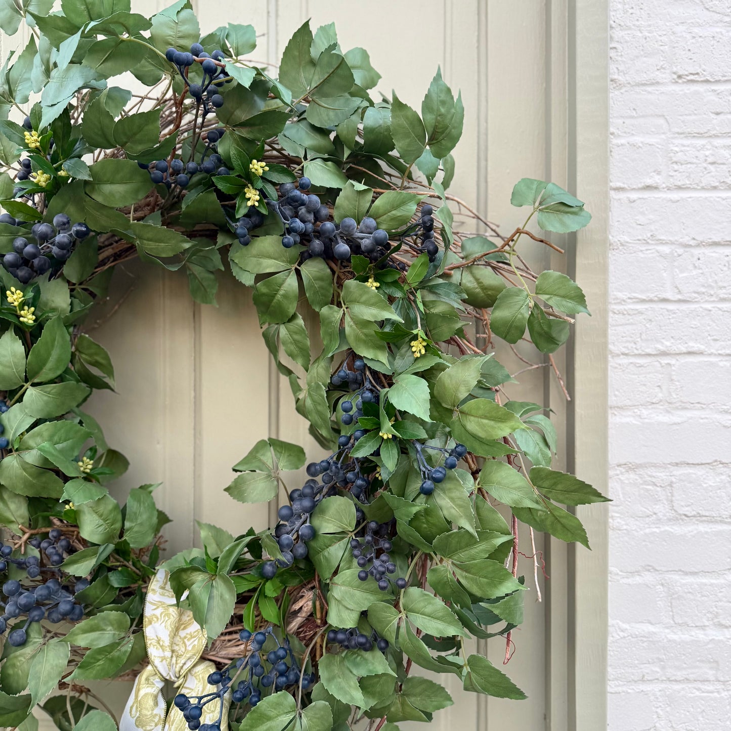 32” XL Faux Blueberry & Birch Spring Summer Front Door Wreath