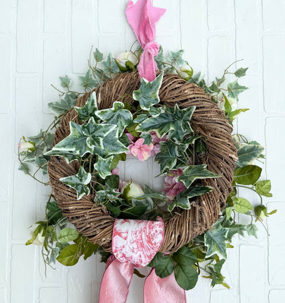 Pink Hydrangea & Rose Wreath