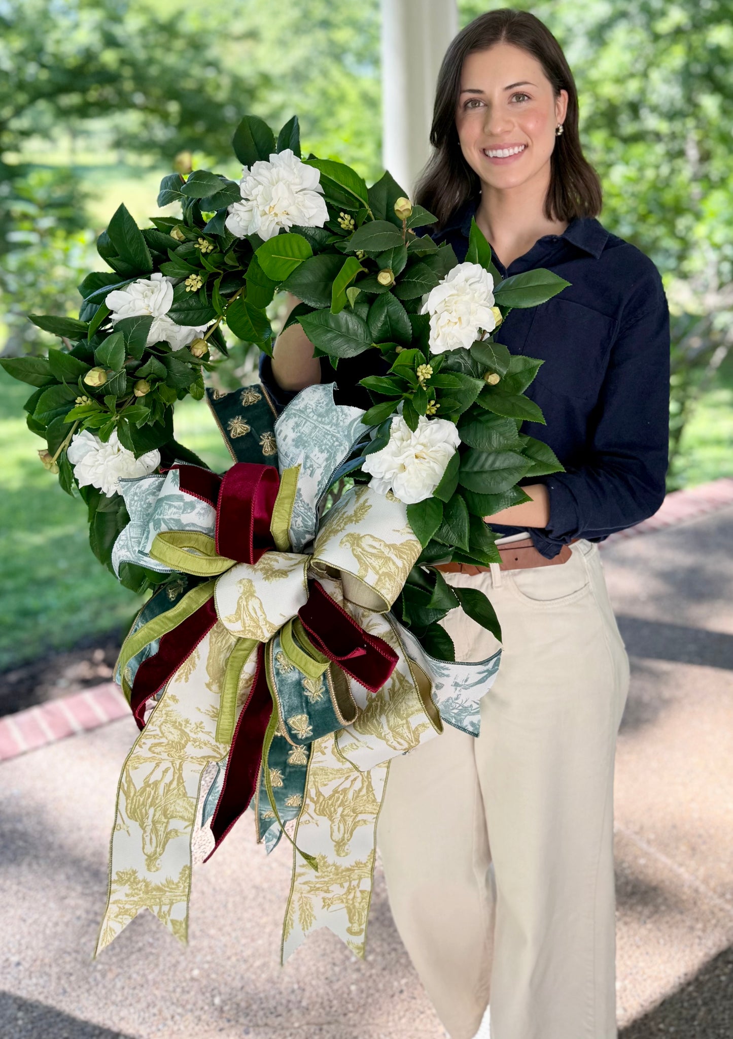 Garden Toile Camellia Wreath