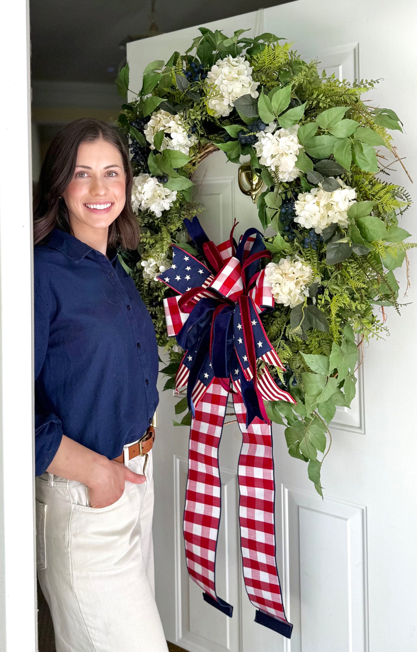 Grand Americana Hydrangea Wreath | 34” Oversized Design