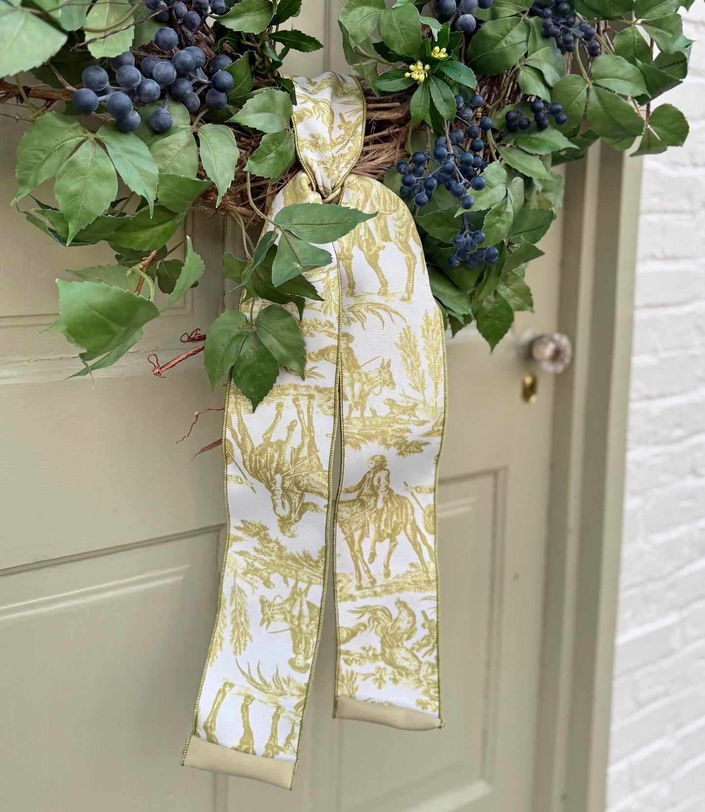 32” XL Faux Blueberry & Birch Spring Summer Front Door Wreath