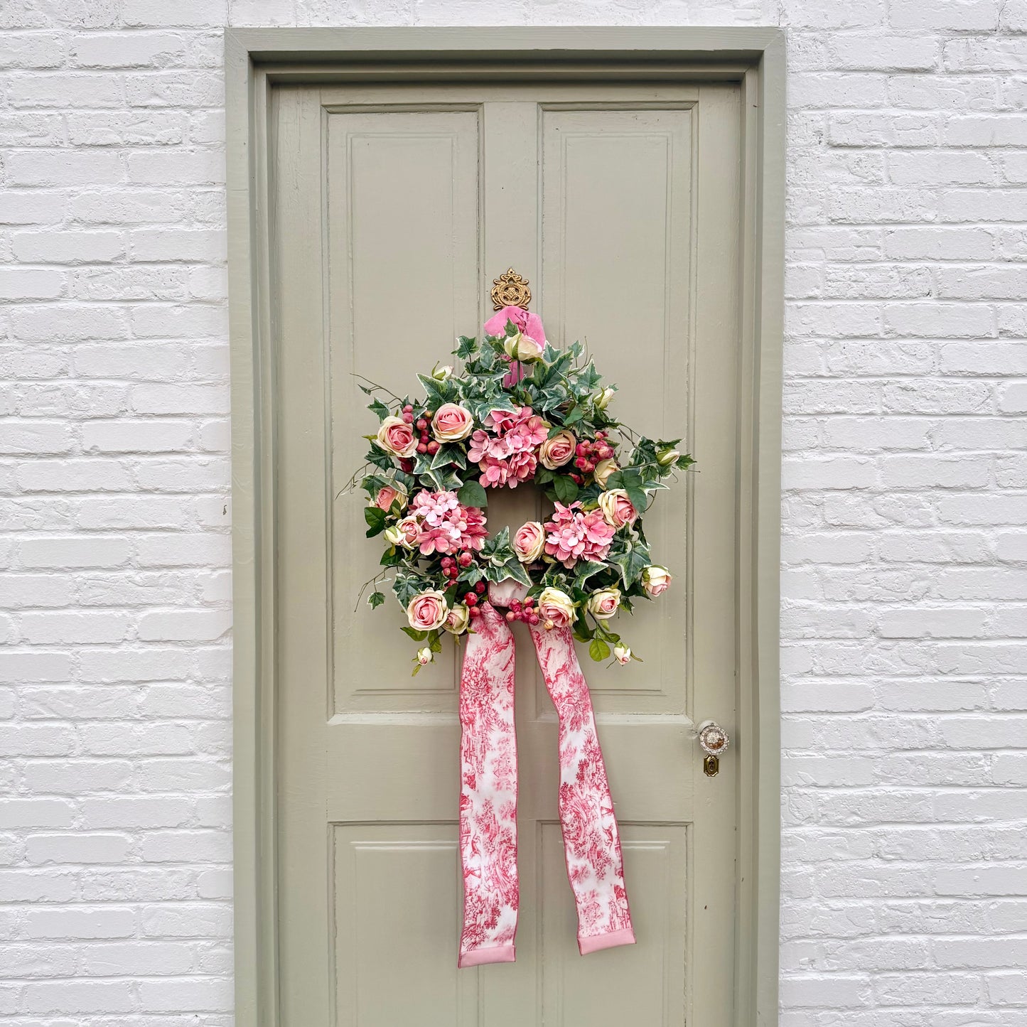 Pink Hydrangea & Rose Wreath