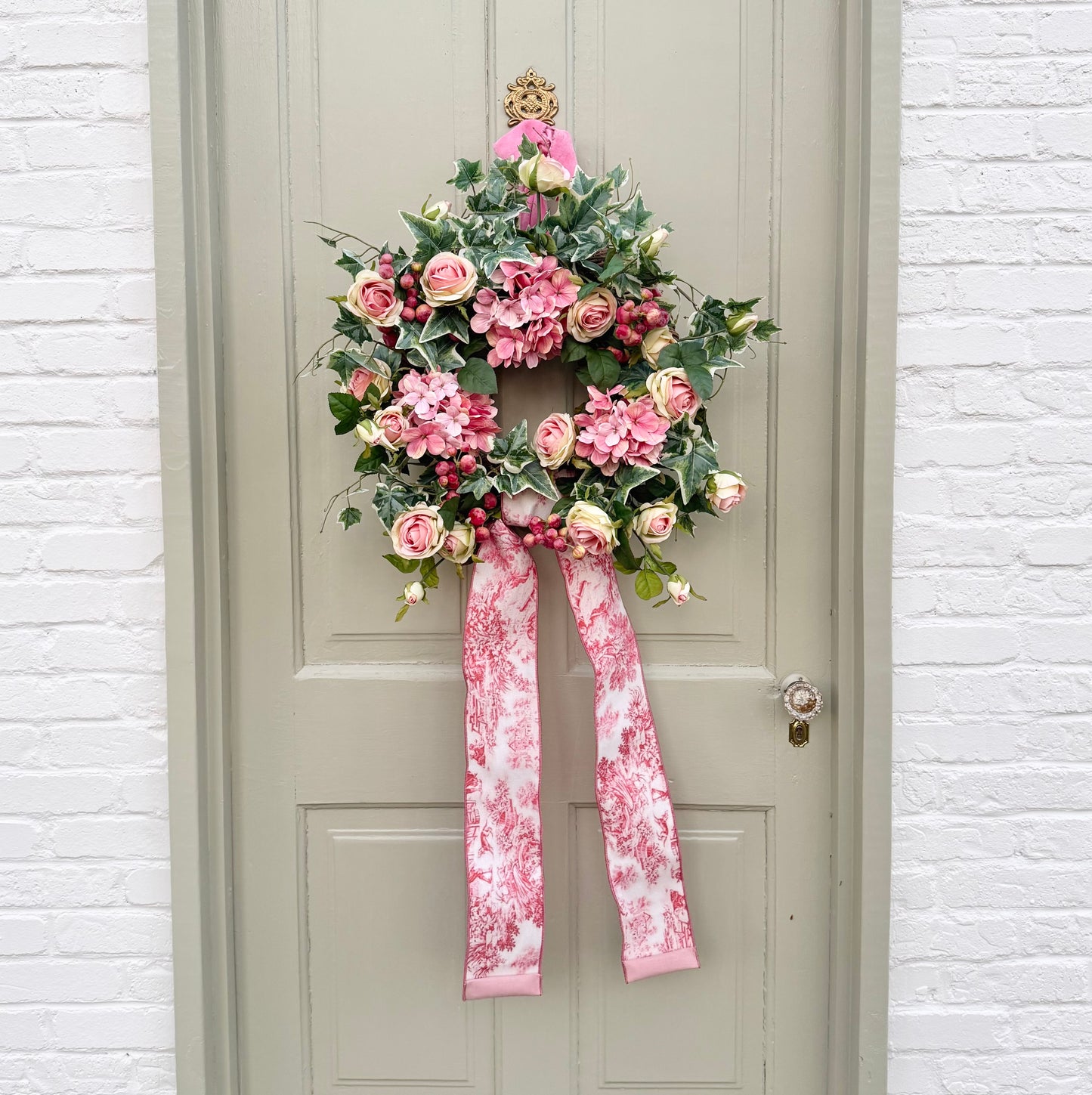 Pink Hydrangea & Rose Wreath