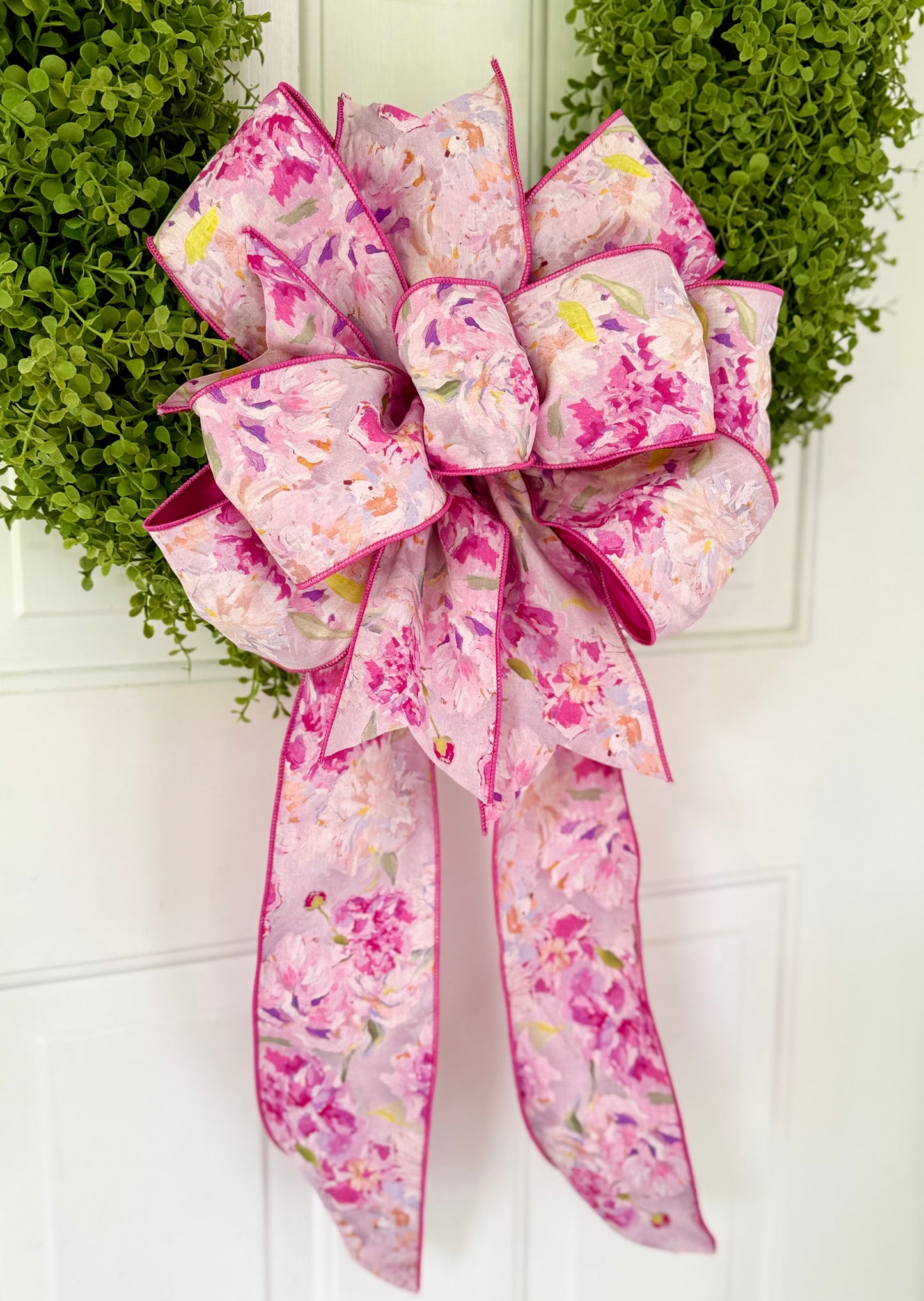 Watercolor Pink Peony Bow