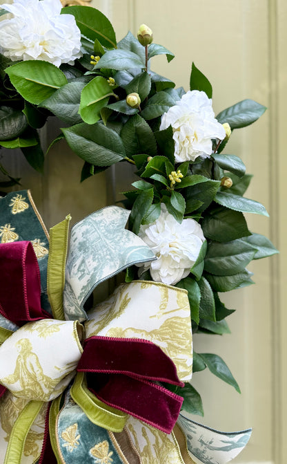 Garden Toile Camellia Wreath
