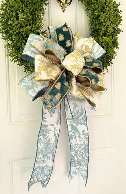 Golden Bee Toile Bow