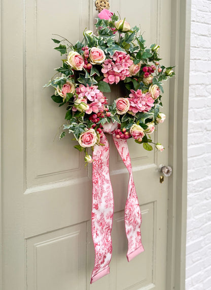 Pink Hydrangea & Rose Wreath